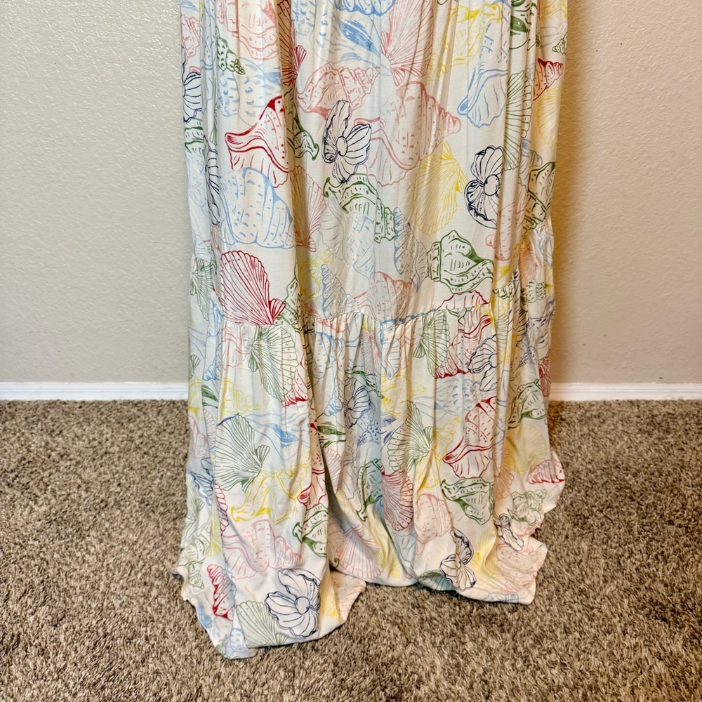 Eloquii Seashell Tiered Flowy Maxi Dress White Size 18 - Picture 11 of 16